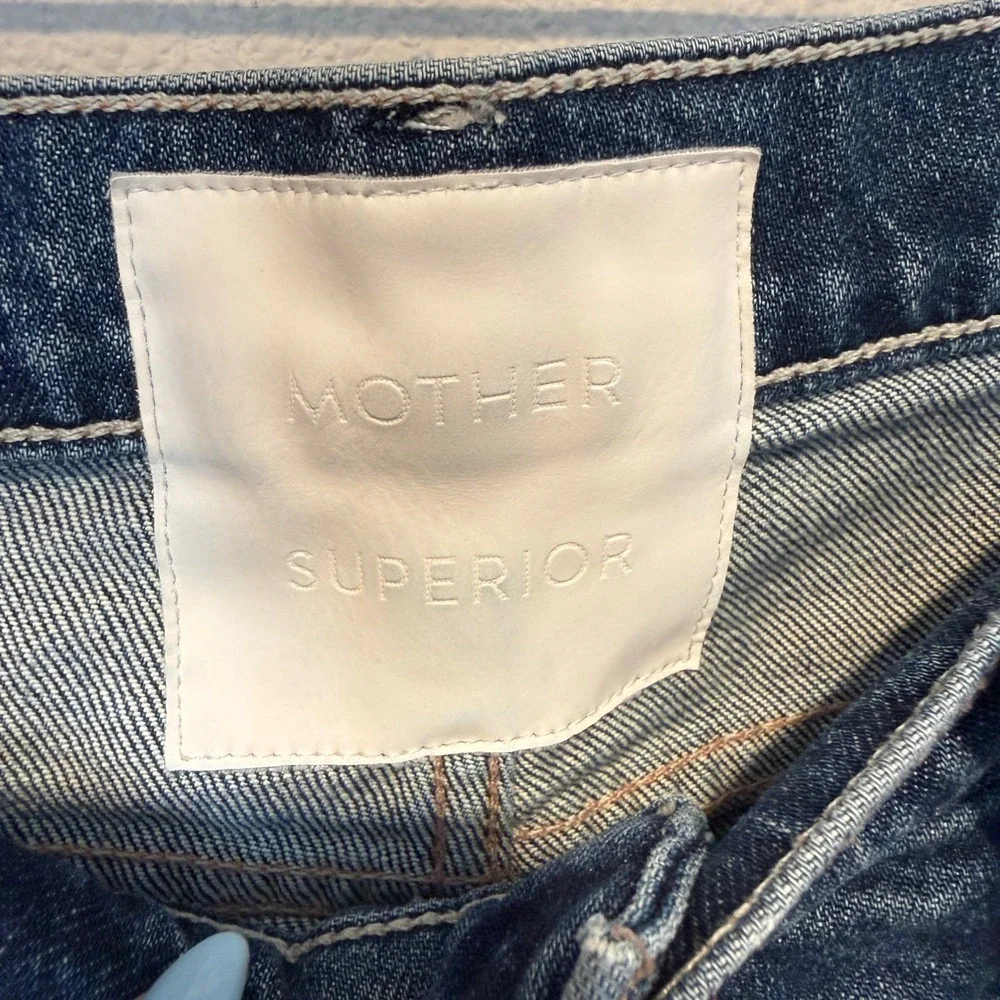 Mother‎ Superior The Pixie Tomcat Ankle Jeans Born To Bite Distressed Blue 28